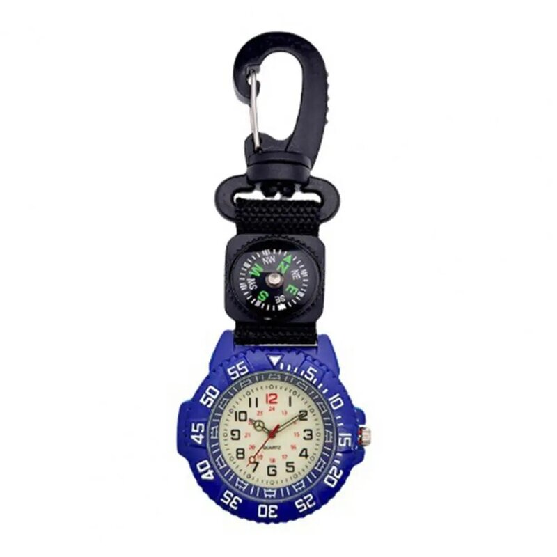 Reloj de bolsillo de cuarzo Vintage Unisex, reloj de bolsillo con brújula luminosa, mochila al aire libre de senderismo, mosquetón