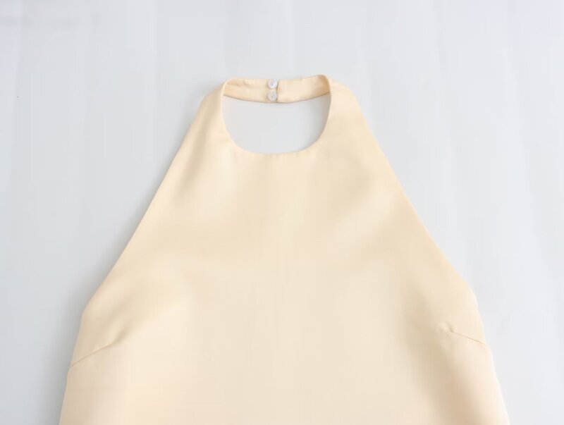 Женское мини-платье с открытой спиной, винтажное платье с мягким на ощупь воротником-стойкой, 2024