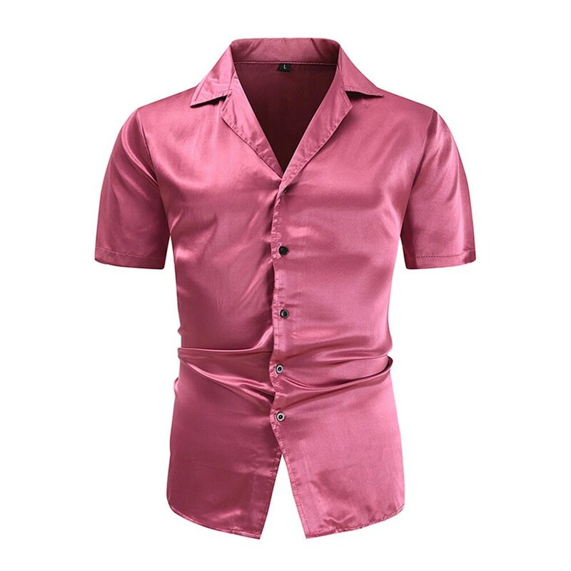 Summer Men\\\'s Shirt Shirt Button Down Collared Glossy Regular Short Sleeve Turn-down Comfy Fashion Hot Stylish
