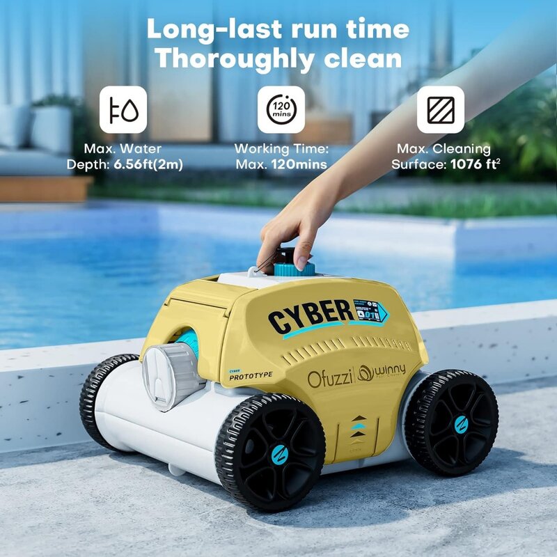 Robot nettoyeur de piscine sans fil, autonomie de 120 minutes maximum, charge rapide 3H, aspiration 1,5X, aspirateur de piscine automatique, 1200