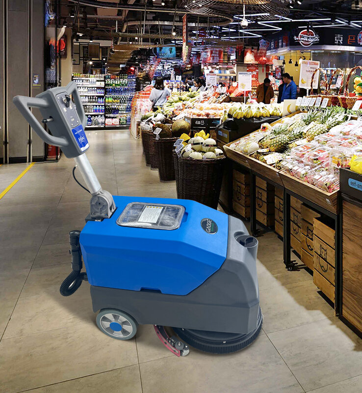 Gaoge Model M1 Mini Fold Walk Behind Floor Scrubber Cleaning Equipment 24V/500W 30L Industrial Floor Scrubber With Batteries