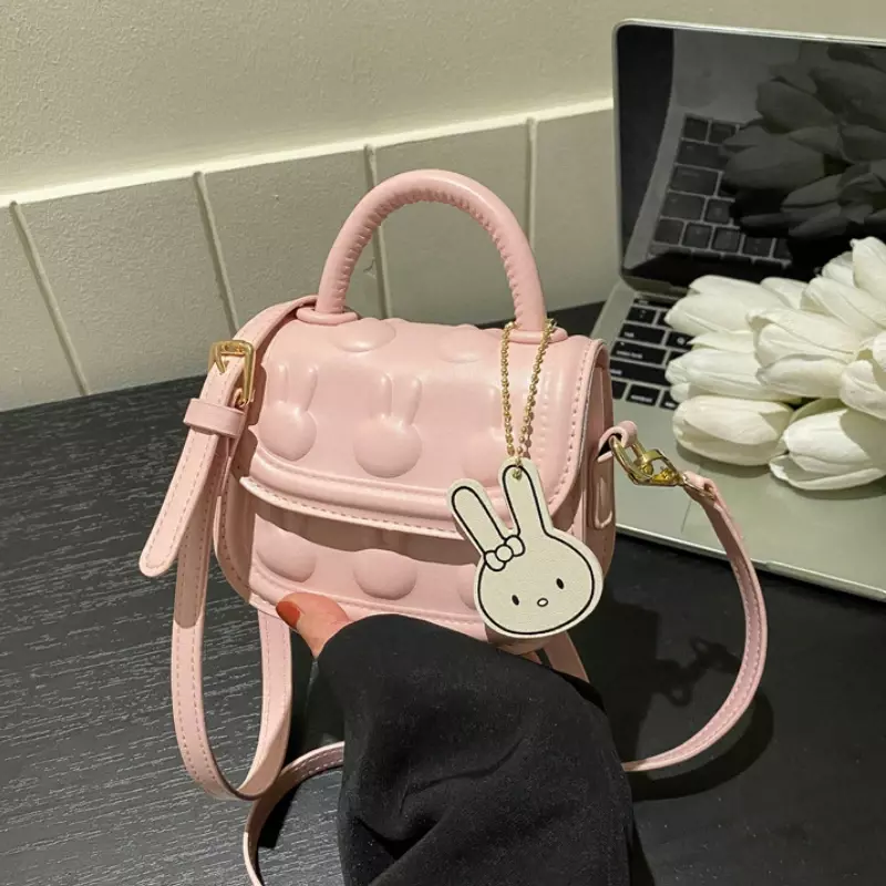 Kids Mini Small Square Bag Cute Rabbit Girl Messenger Bag Crossbody Bags Girls PU Leather Hand Bags Purses and Princess Handbags