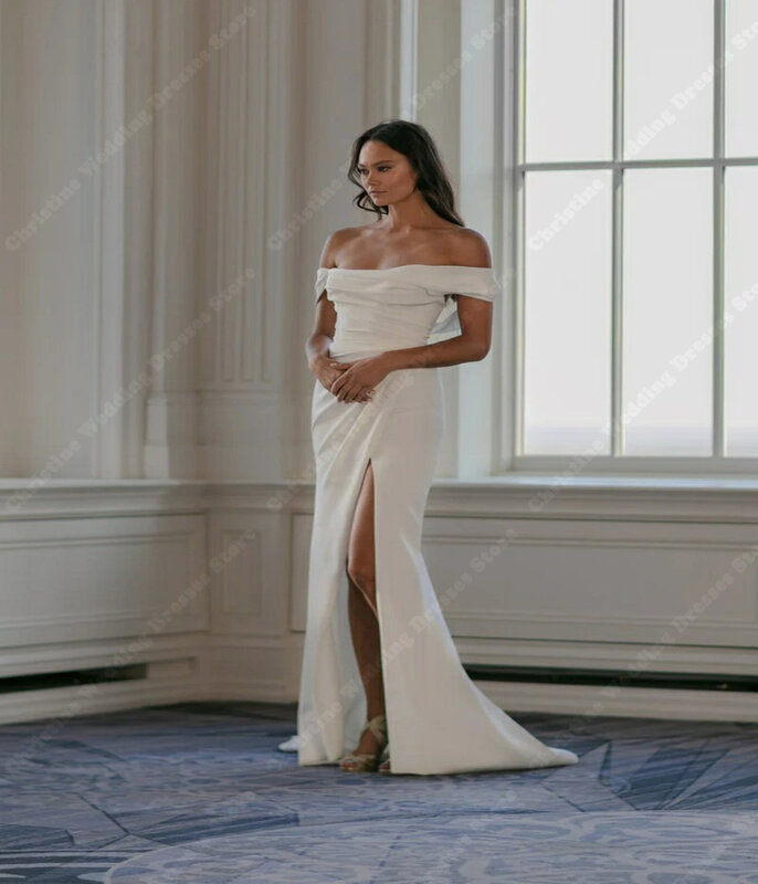 Suknie ślubne z odkrytymi ramionami eleganckie suknie ślubne z minimalistyczną syrenką wykonane na zamówienie klasyczne obcisłe przedsionek Noiva