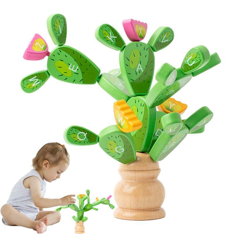 Nauka układania kaktusów zabawka drewniana do sortowania, pobudza wyobraźnię, zabawny prezent, dobry rozwój motoryczny-idealny dla dzieci w wieku 2-6 lat
