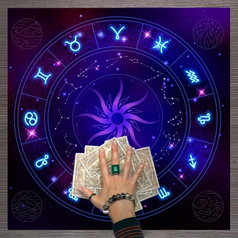 Mantel de Tarot de 12 constelaciones para adivinación, mantel de Altar, guía de adivinación del destino, cubierta de Tarot, juego de mesa, almohadilla de cartas de oráculo