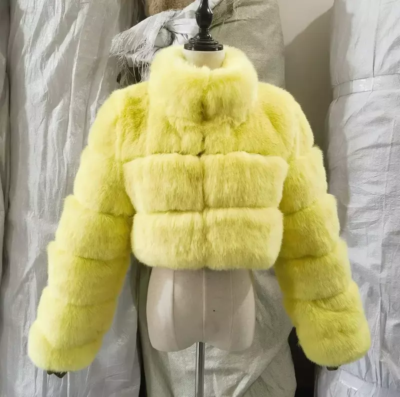 Роскошные Короткие пальто из норки, женский зимний топ, модное пальто из искусственного меха, элегантная Толстая теплая верхняя одежда, Женская пушистая куртка на молнии из искусственного меха