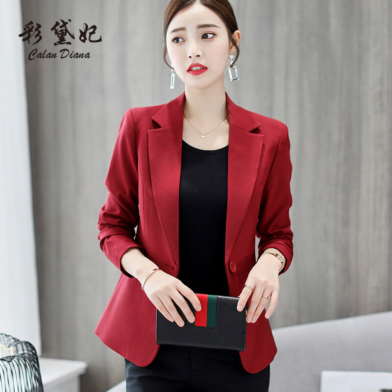 2024 Women's Autumn New Fashion Thin Looking Suit Solid Color Casual Women's All-Match Fashion Suit