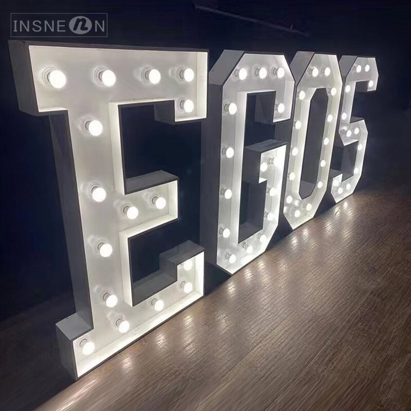 Alphabet Lettering Signage 70-120cm LED Bulb Letter Wedding Flower Shop Holiday Birthday Party Decor 3D Marquee Letters Sign