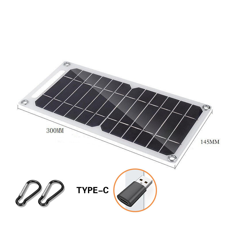 Panel Solar impermeable para exteriores, de 30W batería portátil, USB tipo C, 6,8 V, para senderismo, Camping, teléfono móvil