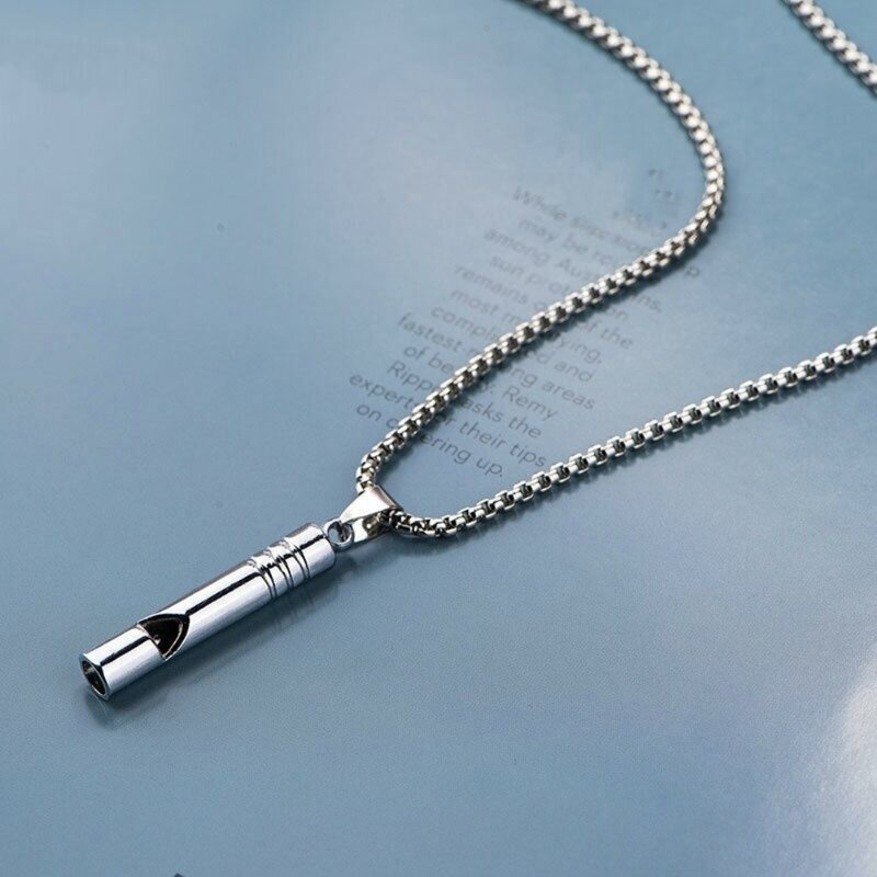 1~10PCS Whistle Necklace Pendant Emergency Survival Whistle Outdoor Hiking Camping Necklaces  Stainless Steel Punk Whistle