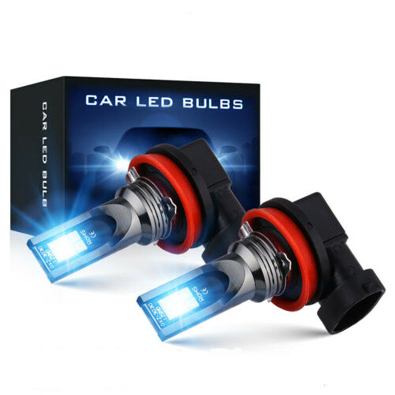 LED H8 H11 전구 H16 JP 9005 HB3 9006 HB4 LED 램프, 매우 밝은 자동차 안개등, 주간 운전 주행등, 12V 6000K 화이트, 2 개