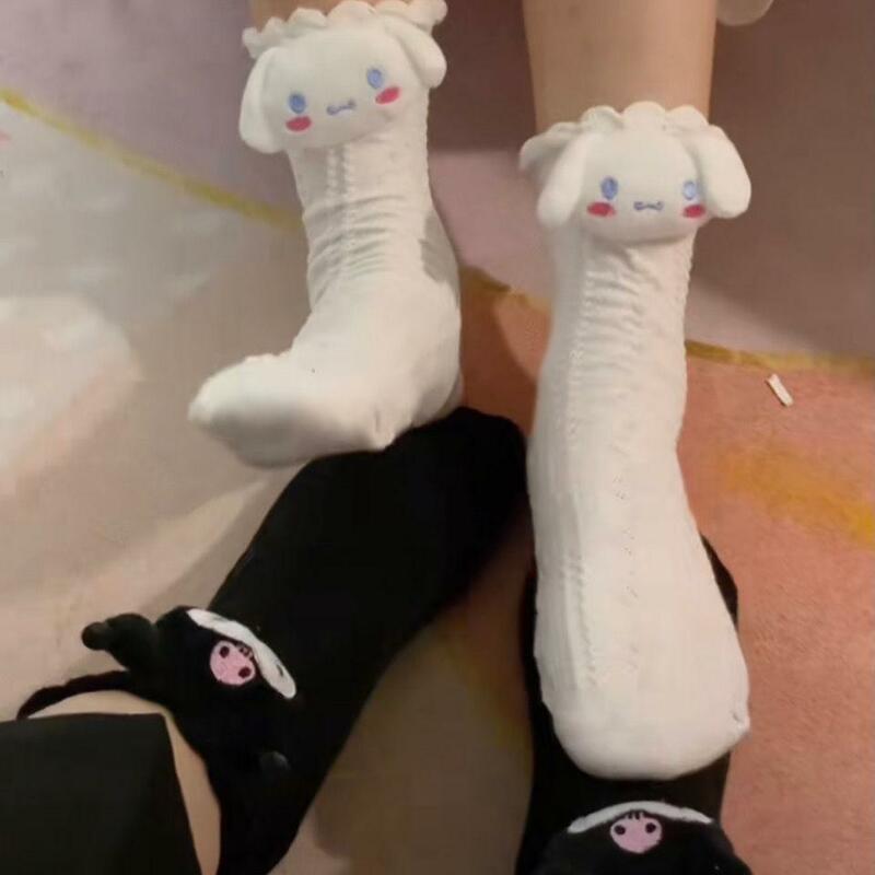 Sanrio-ロマンチックな子猫のデザインの豪華なスリッポンソックス,暖かくて柔らかい冬の靴,屋内に最適