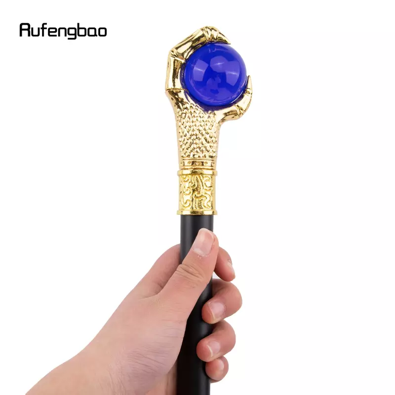 Dragon Claw grip Blue Glass Ball Golden Walking Cane Fashion decorativo Walking Stick Cosplay Cane manopola Crosier 93cm
