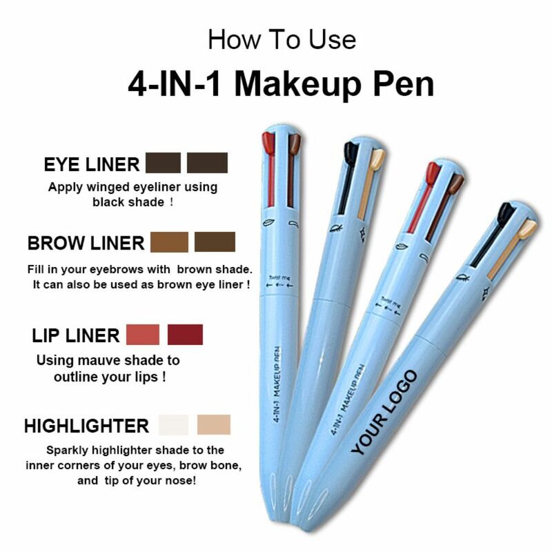 Waterdichte Multi-Effect Make-Up Schoonheid & Gezondheid Liegen Zijderupsen Lipvoering Pen Wenkbrauwversterkers 4 In 1 Eyeliner