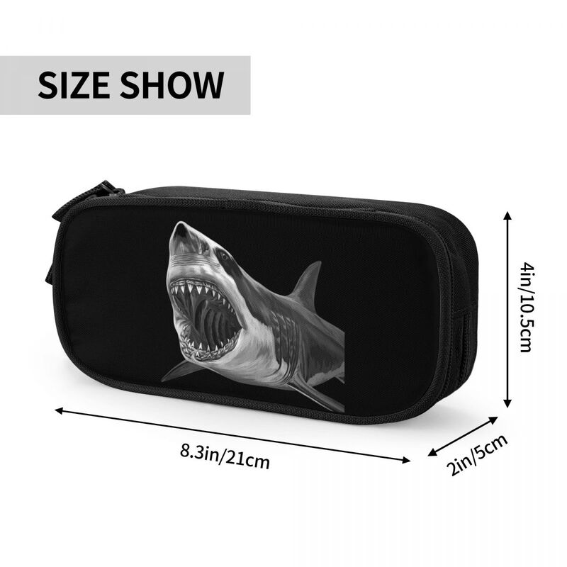 Great White Shark Wild Animal Pencil Cases Classic Pen Bag Girls Boys Large Storage School Supplies Gifts Pencilcases
