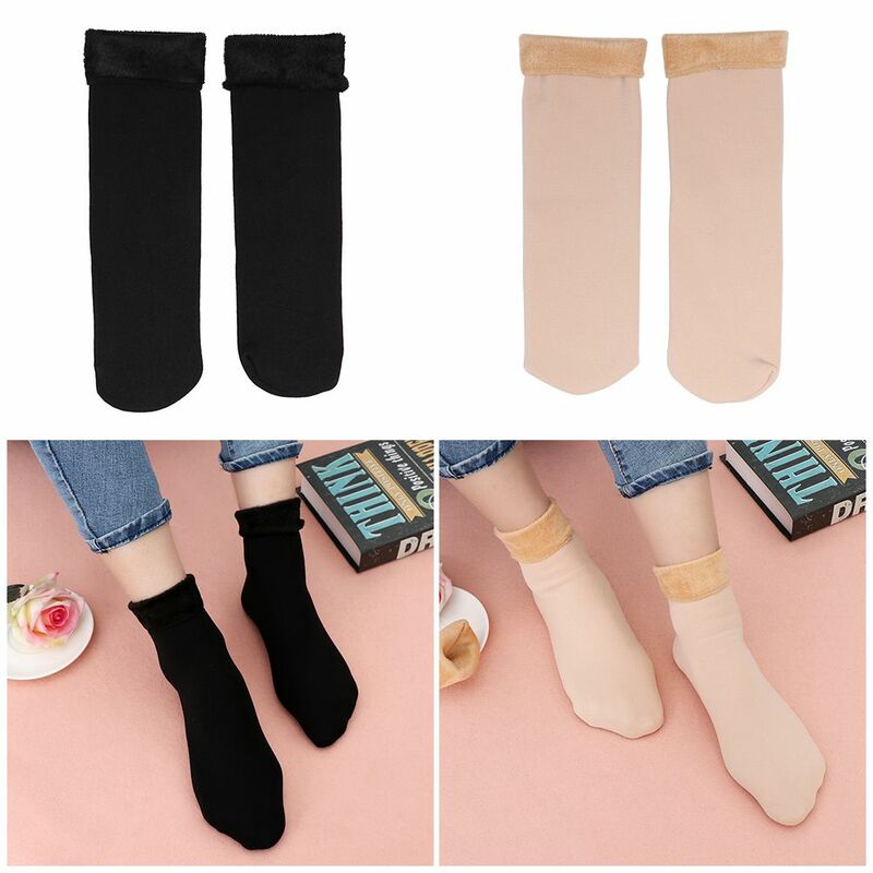 Women Seamless Thermal Velvet Floor Stocking Cashmere Wool Hosiery Thicken Socks