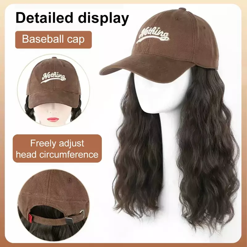 ALXNAN topi bisbol Wig sintetis berombak, topi ekstensi rambut, Wig Natural hitam cokelat, pirang, menghubungkan Wig dapat disesuaikan