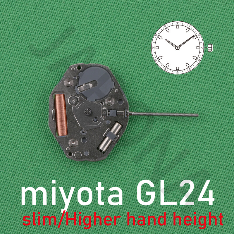 Mouvement Miyota GL24 japonais, mouvement mince, hauteur supérieure de la main, permet des conceptions qui profitent de la profondeur du cadran.