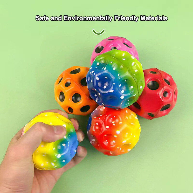 Bouncing Balls for Kids Sports Toys PU Foam Solid Porous Bounce Balls Extreme High Bouncing Anti Gravity Moon Ball Children Toys