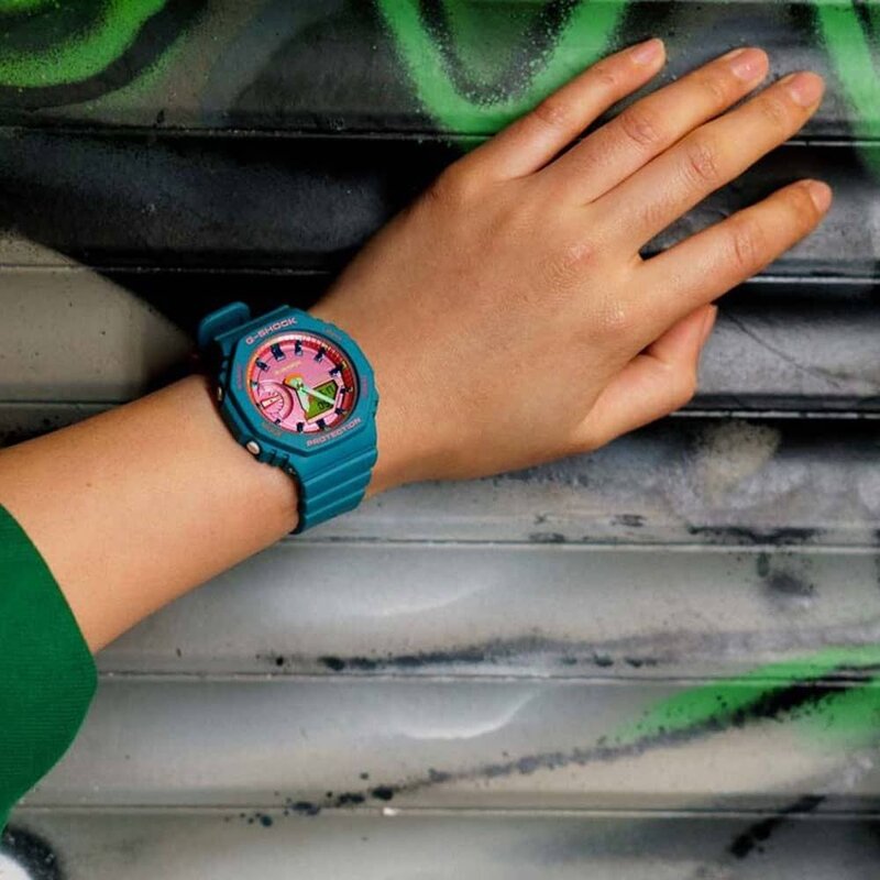 G Shock jam tangan pasangan, arloji olahraga luar ruangan multifungsi tahan guncangan dengan tombol LED dan tampilan ganda