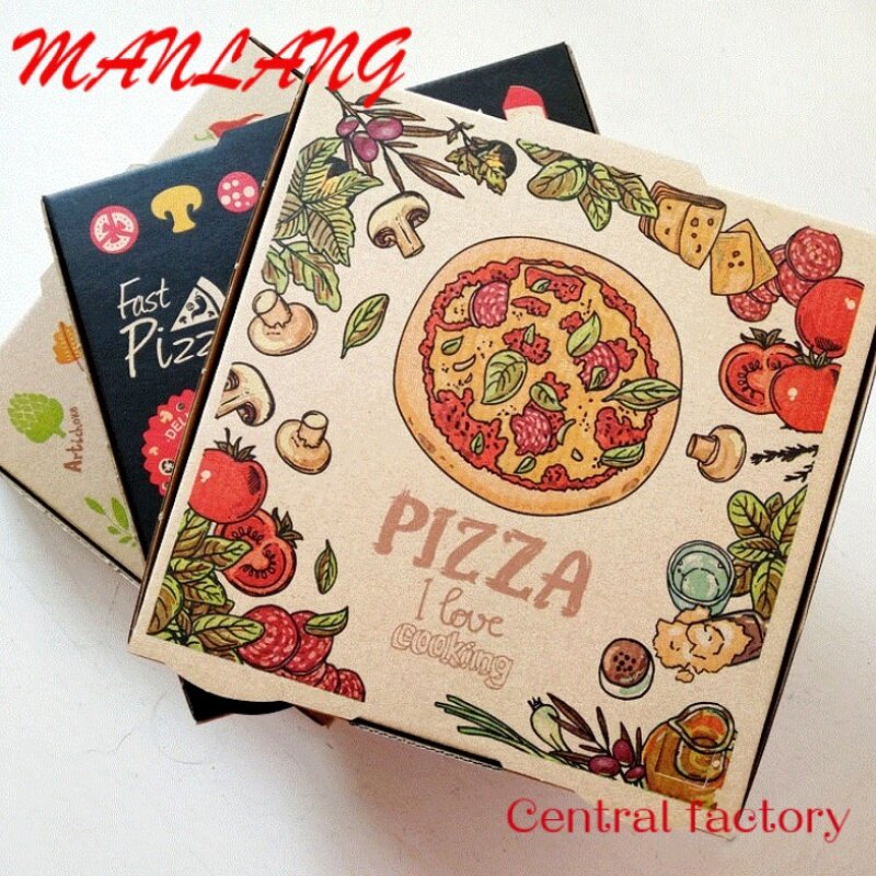 Caixa ondulada customizável da pizza, produto comestível, 3 camadas, 32x32x4