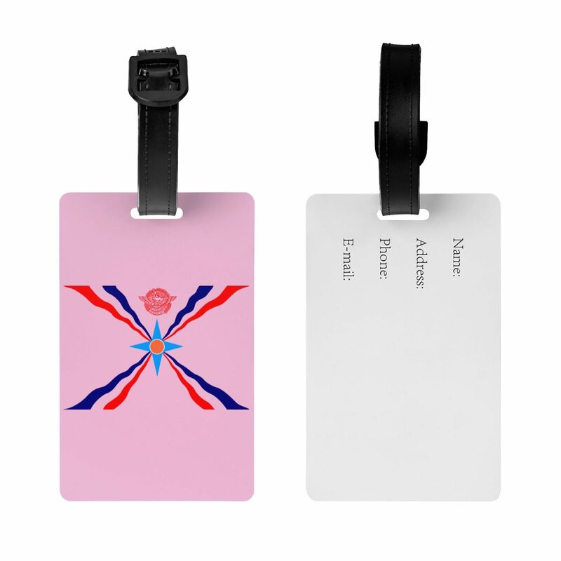 Assyrian Flag Luggage Tag for Travel Suitcase Aramean Proud Privacy Cover ID Label