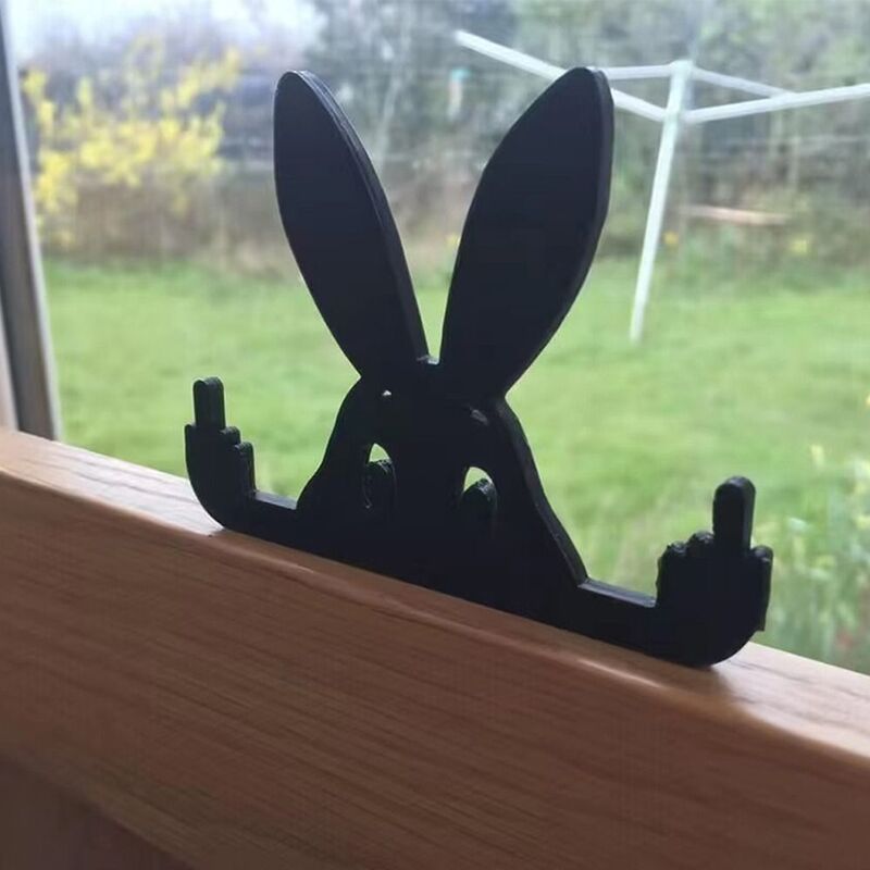 Decoración de mesa de gato negro para ventana de habitación, adorno de conejo negro para Pascua, suministro para el hogar