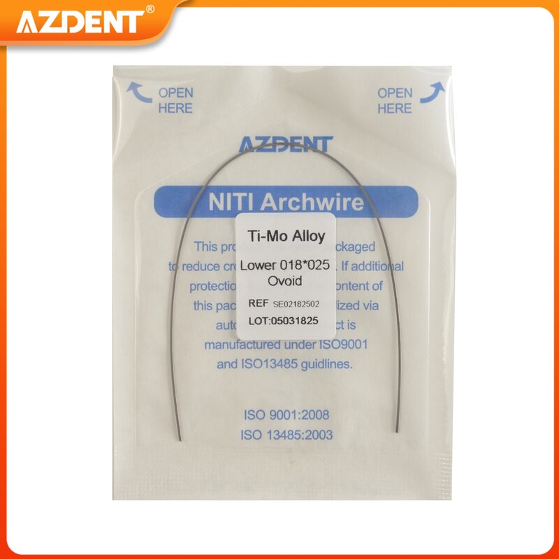 AZDENT – fil d'orthodontie dentaire TMA en alliage de titane et de molybdène, 1 pièce/paquet, arc rectangulaire, forme ovoïde supérieure et inférieure