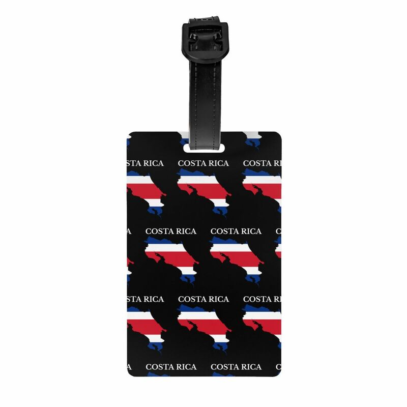 Etiquetas de equipaje con bandera de mapa de Costa Rica para maleta de viaje, cubierta de privacidad, tarjeta de identificación con nombre