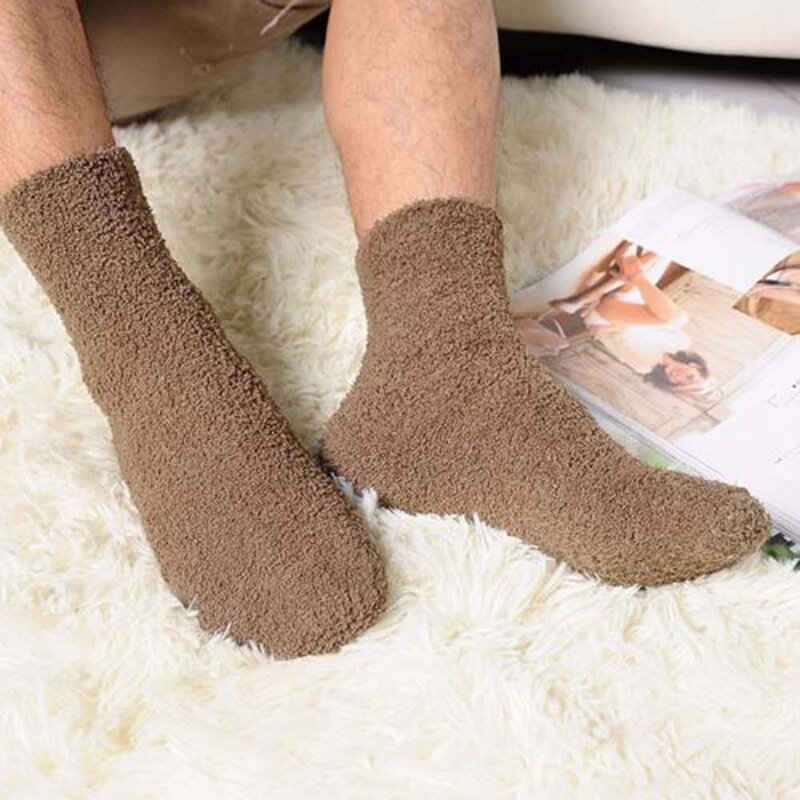 1 Pair Solid Color Comfortable Cashmere Socks Men Women Winter Warm Sleep Bed Floor Home Fluffy Socks Chaussette Homme Chaude
