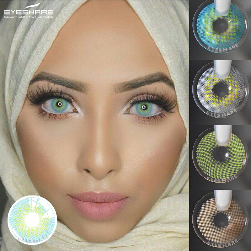 Цветные контактные линзы EYESHARE для глаз, 2 шт., линзы Аврора синего и зеленого цветов, красивые контактные линзы для зрачка для ежегодного макияжа, косметические контактные линзы