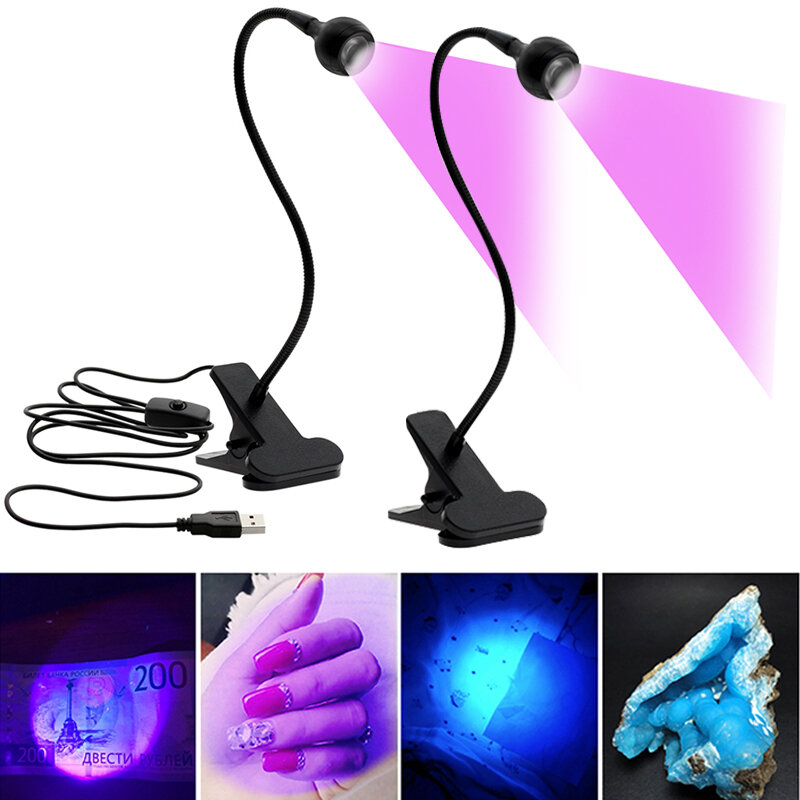 Светодиодсветильник ультрафиолетовая лампа, настольная лампа с УФ светодиодами, Мини УФ-лампа для отверждения геля, Сушилка для ногтей «сделай сам» для нейл-арта, для денежного медицинского детектора