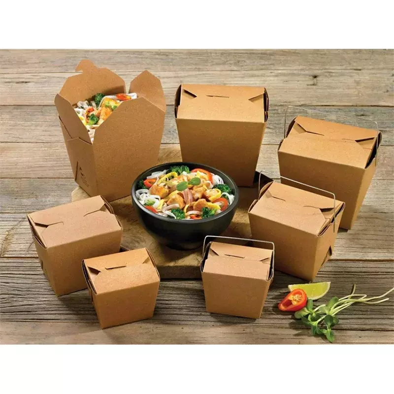 Emballage alimentaire jetable imprimé personnalisé, produit personnalisé, kraft, récipient à emporter, papier adhésif, 16oz, 26oz, 32oz