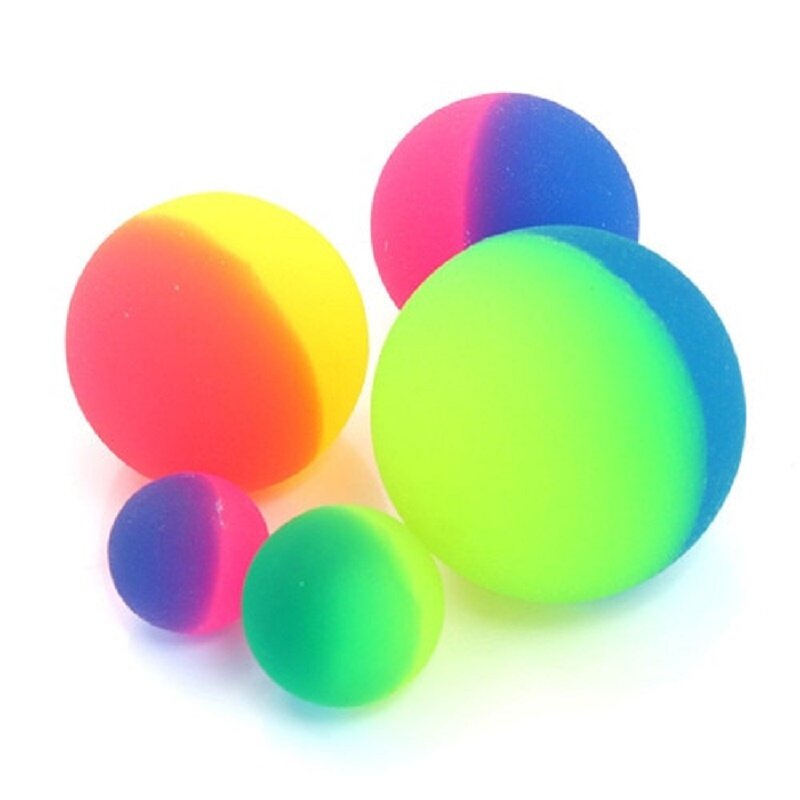 Pelota elástica Bicolor de goma para niños, juguete de 24/30/42/55mm para saltar