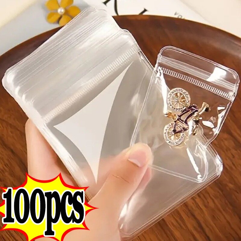 10/100pcs Thicken PVC Jewelry Package Bags Transparent Anti-Oxidation Organizer Display Packaging Storage Self Sealing Pouches