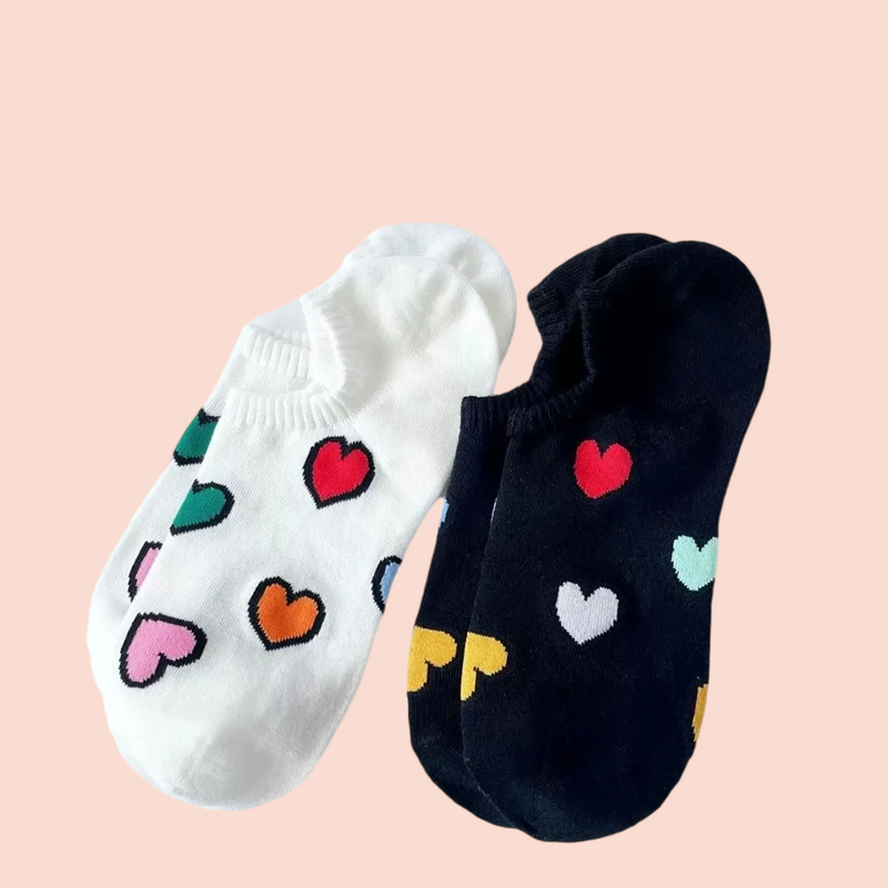 4/8 Pairs Women Girl Boat Socks Lovely Cute Cotton Hearts Fashion Short Socks Comfortale Low Cut Shallow Mouth Ankle Socks