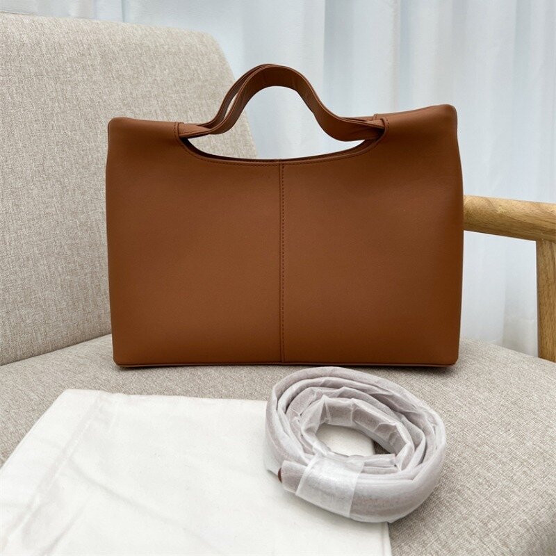 Bolsa crossbody de couro genuíno elegante para mulheres, bolsa portátil de grande capacidade para pendulares de alta qualidade