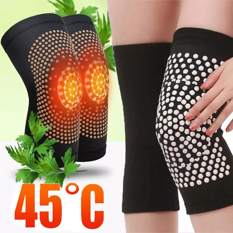 2 pçs auto aquecimento joelheiras aliviar a dor melhorar a circulação sanguínea respirável quente absinto joelho almofada massageador perna fot warme