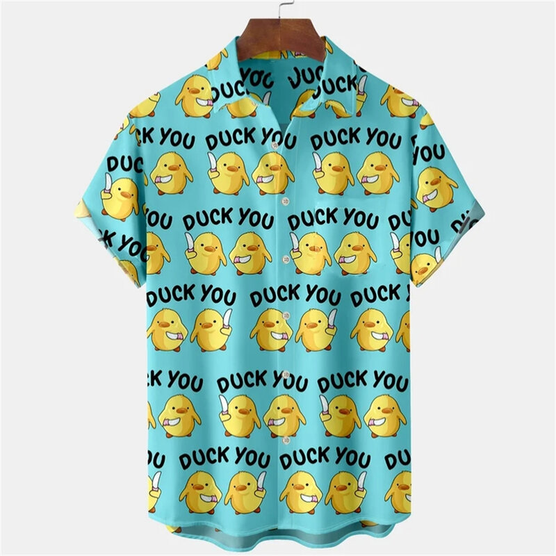 Fashion Men's Shirts Duck 3D Print Hawaiian Shirts For Men Summer Beach Casual Shirts Quick Dry Tops Oversized Funny Clothing