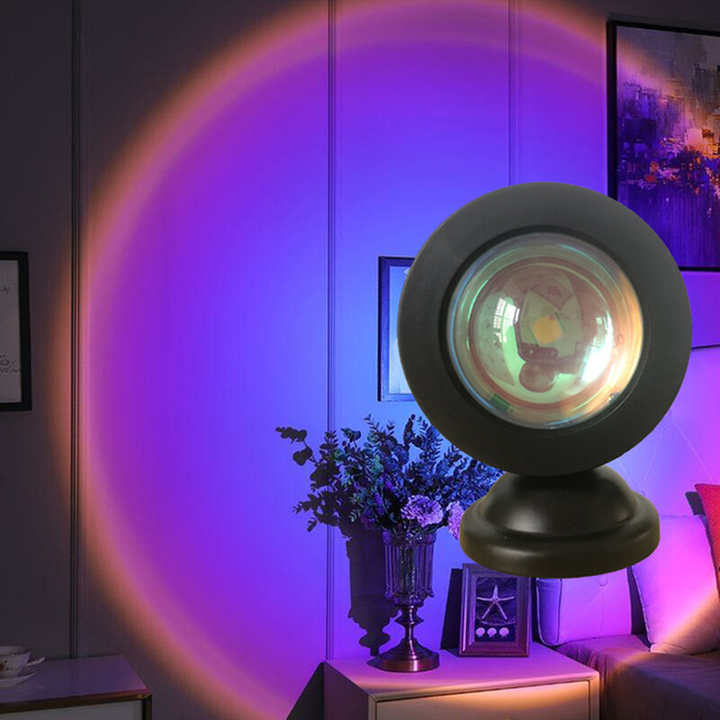 Мини USB закат лампа светодиодный проектор Ночной светильник 16 цветов переключатель Радужная атмосфера фон для дома спальни украшение на стену подарок