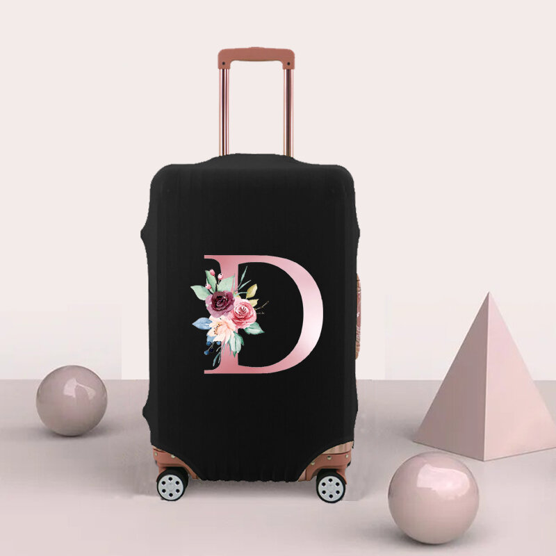Чехол для багажа с розовыми цветами и надписью, защитный чехол для костюма, дорожный эластичный пылезащитный чехол с принтом для багажа, чехол для костюма 18-32