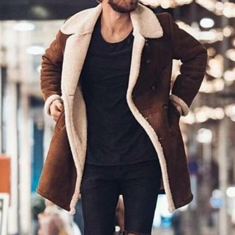 Casaco quente de inverno com botões masculinos, Cardigan elegante, jaqueta masculina