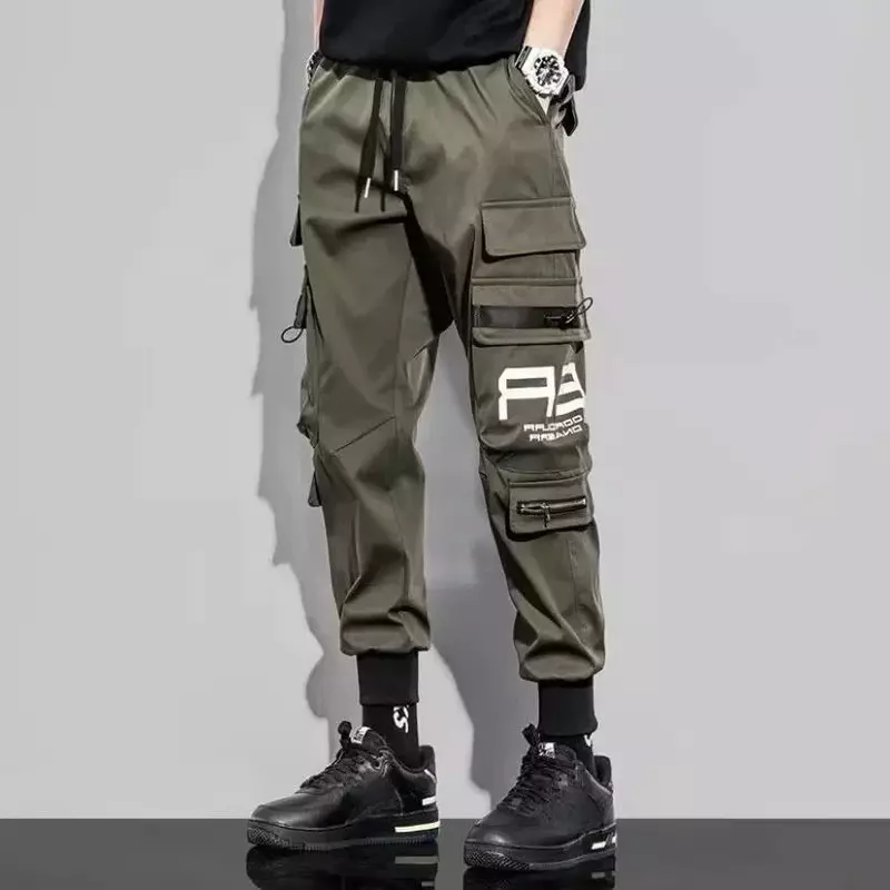 Męskie spodnie lato smukłe męskie spodnie Cargo motocykl Y2k koreański styl regularny krój Spandex wysokiej jakości moda Harajuku
