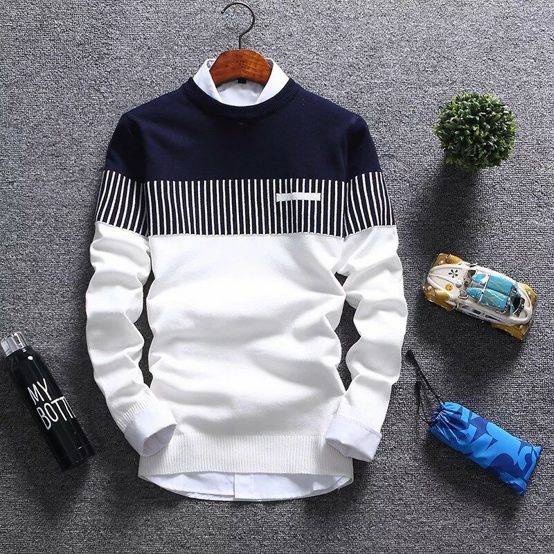 New Korean Fashion Pullover Sweater Jumper Men Knit Pullover Coat Long Sleeve Sweater 2024 New