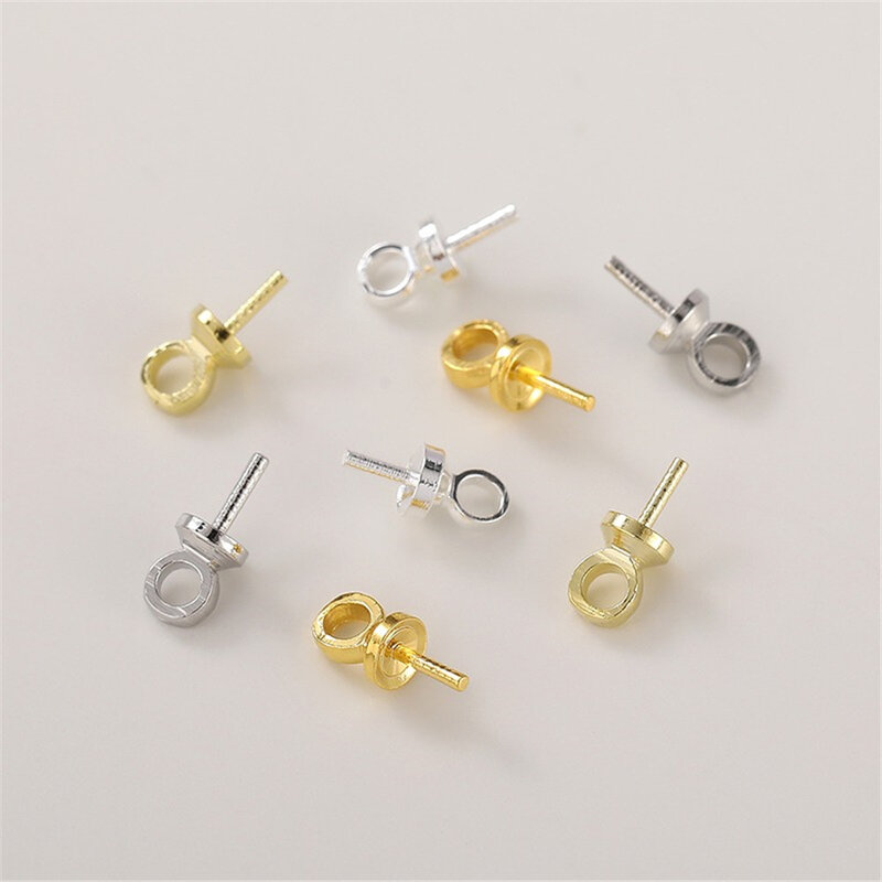 14K Gold Half Hole Sheep Eye Needle Pearl Cap Pendant Needle Handmade DIY Bracelet Necklace Jewelry Material Accessories
