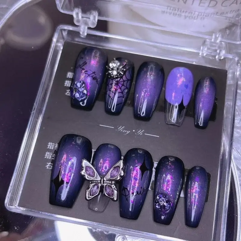 New Diy Customized Luxury Anime Y2k Europe and America Hand Drawn Handmade Press on Nails Long Nails Design Manicure