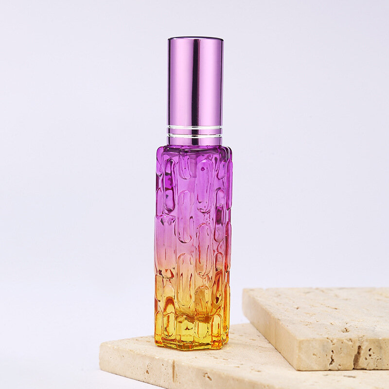 10ml kolorowa kwadratowe szklane butelka perfum grube Mini zapachowe opakowanie kosmetyczne butelka z rozpylaczem szklane fiolki wielokrotnego napełniania hurtowo