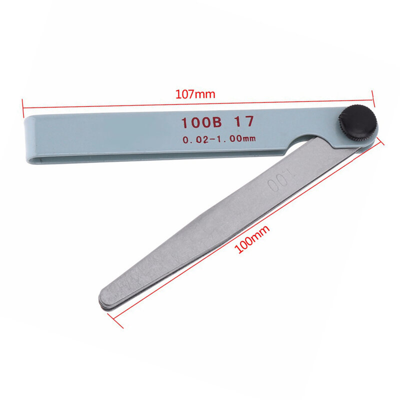 1 buah pengukur Feeler 0.02 hingga 1mm 17 pisau, alat ukur pengukur celah baja karbon metrik Shim katup