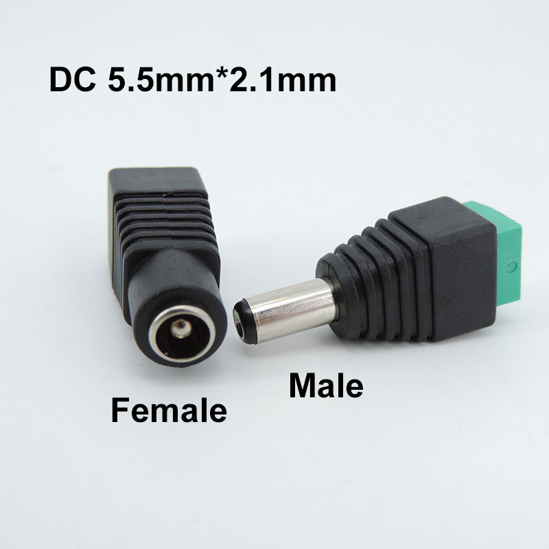 Wtyczka żeńska 1 para/3 pary prądu stałego 2.1mm x 5.5mm 5.5x2.1mm złącze Adapter gniazda Jack zacisk kablowy zasilania dla kamera telewizji przemysłowej E1