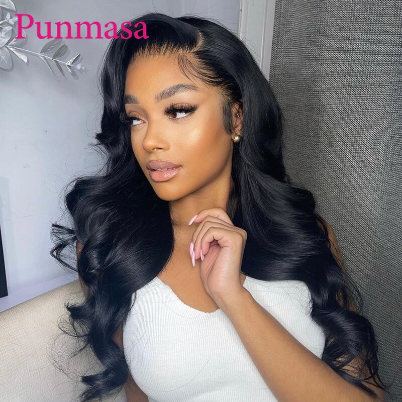 Punmasa-Perruque Lace Front Wig Body Wave naturelle, cheveux humains, rouge, 13x6, pre-plucked, 200%, 13tage, perruque pour femmes africaines